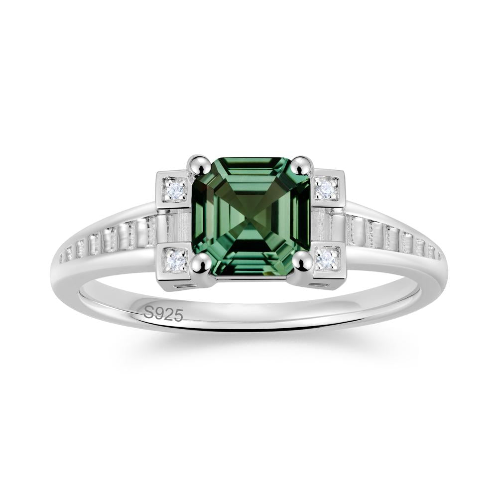 Asscher Cut Amethyst Tapered Ring - LUO Jewelry #gemstone_Green Sapphire