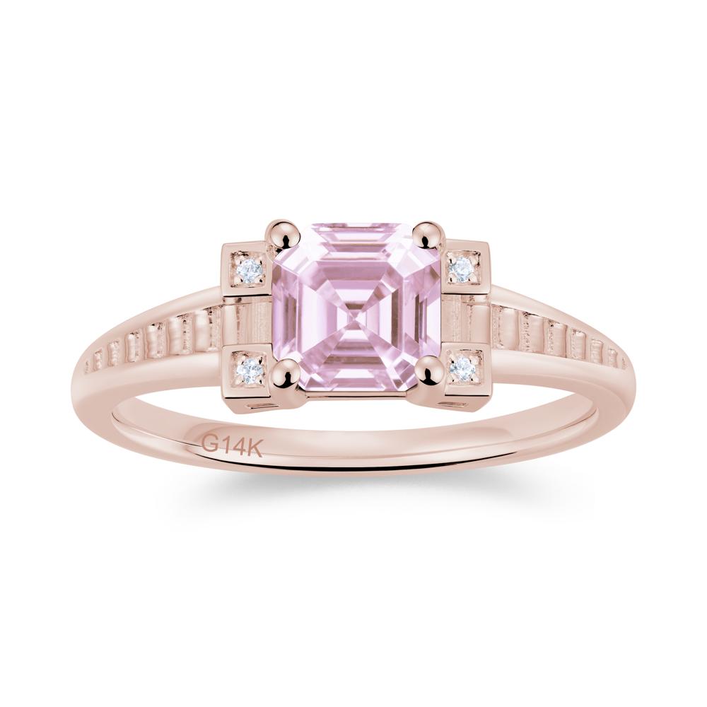 Asscher Cut Amethyst Tapered Ring - LUO Jewelry #gemstone_Pink Cubic Zirconia