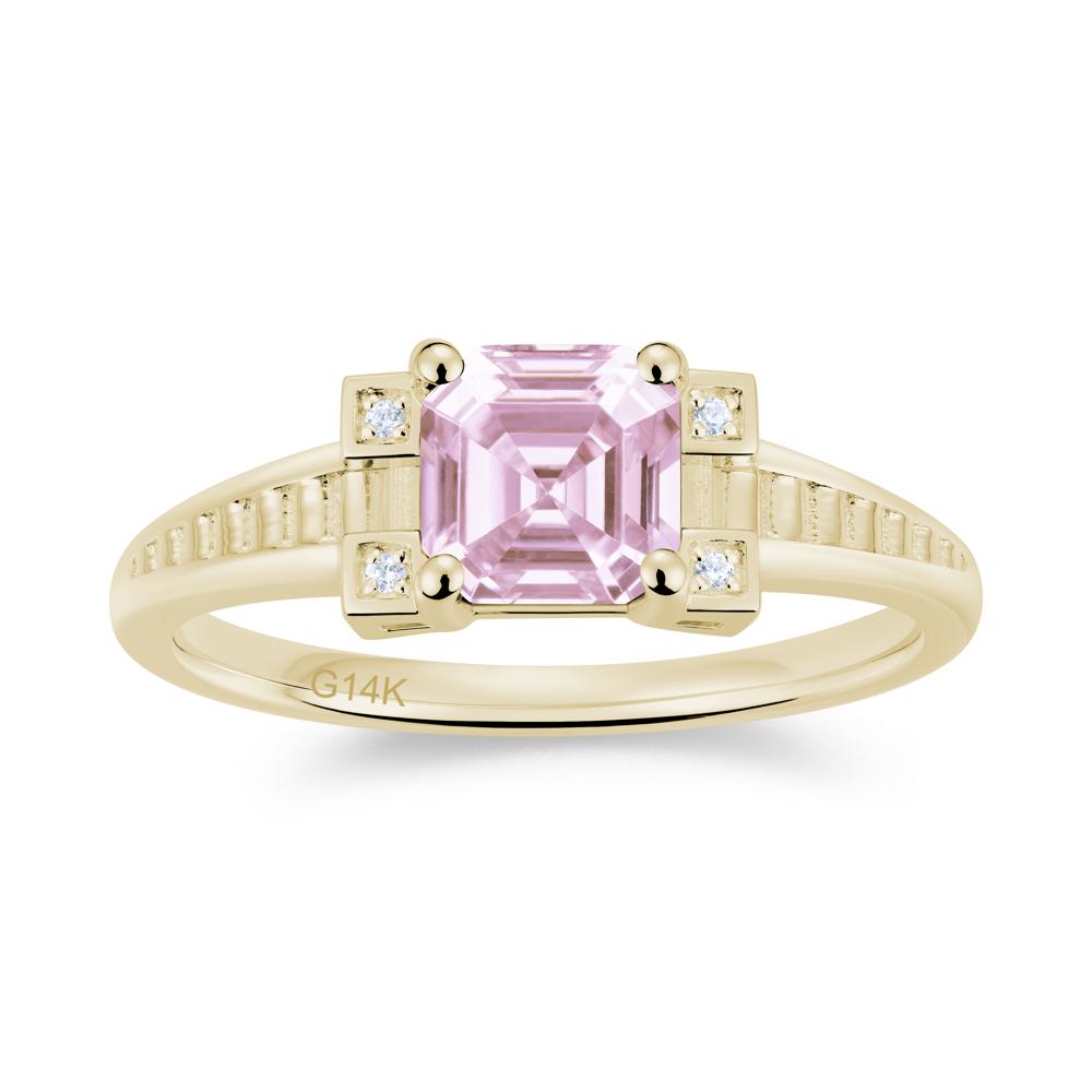 Asscher Cut Amethyst Tapered Ring - LUO Jewelry #gemstone_Pink Cubic Zirconia