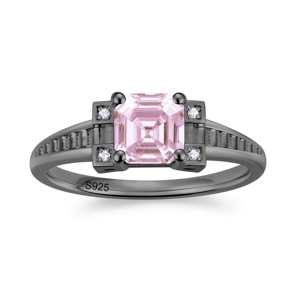 Asscher Cut Amethyst Tapered Ring - LUO Jewelry #gemstone_Pink Cubic Zirconia