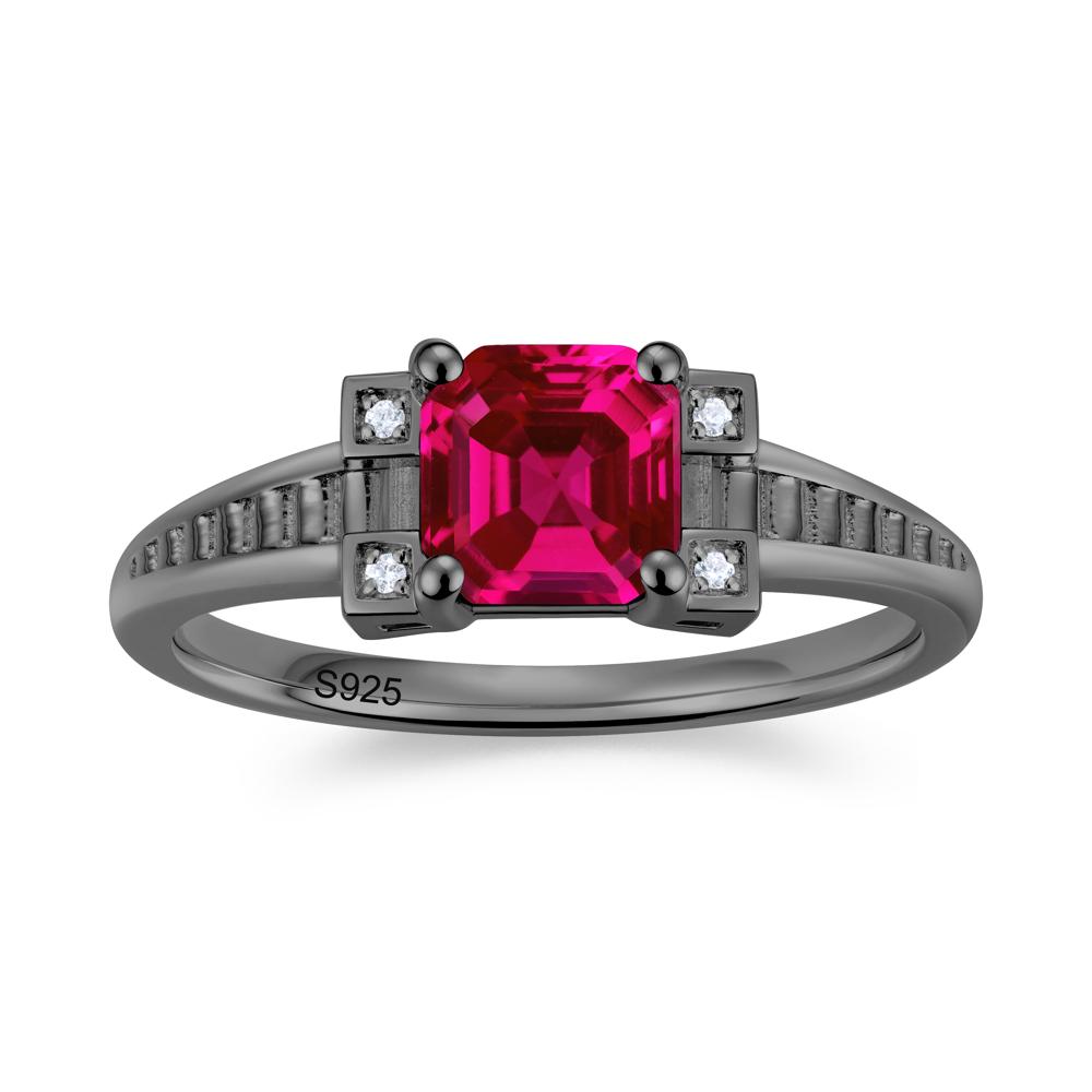 Asscher Cut Amethyst Tapered Ring - LUO Jewelry #gemstone_Ruby