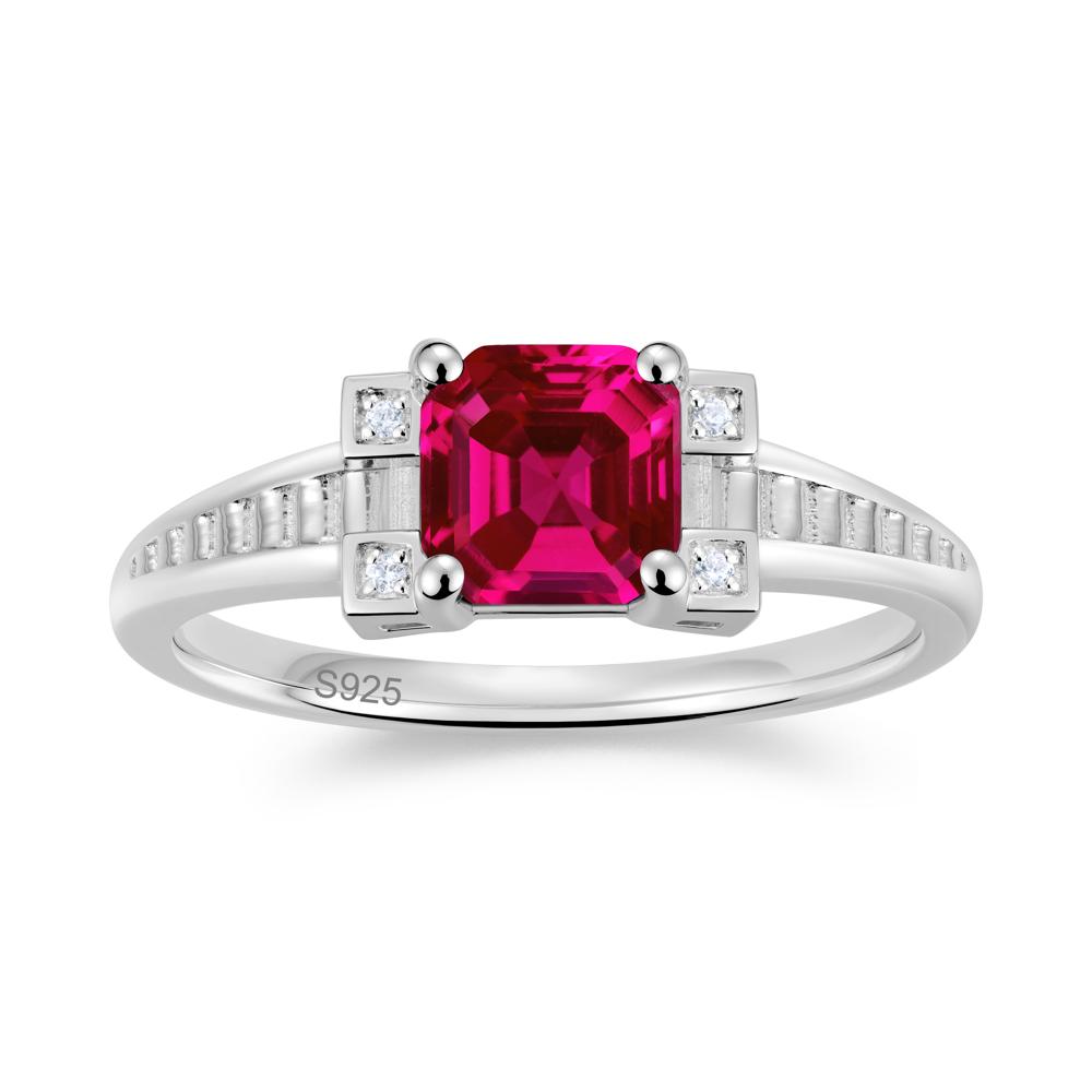 Asscher Cut Amethyst Tapered Ring - LUO Jewelry #gemstone_Ruby