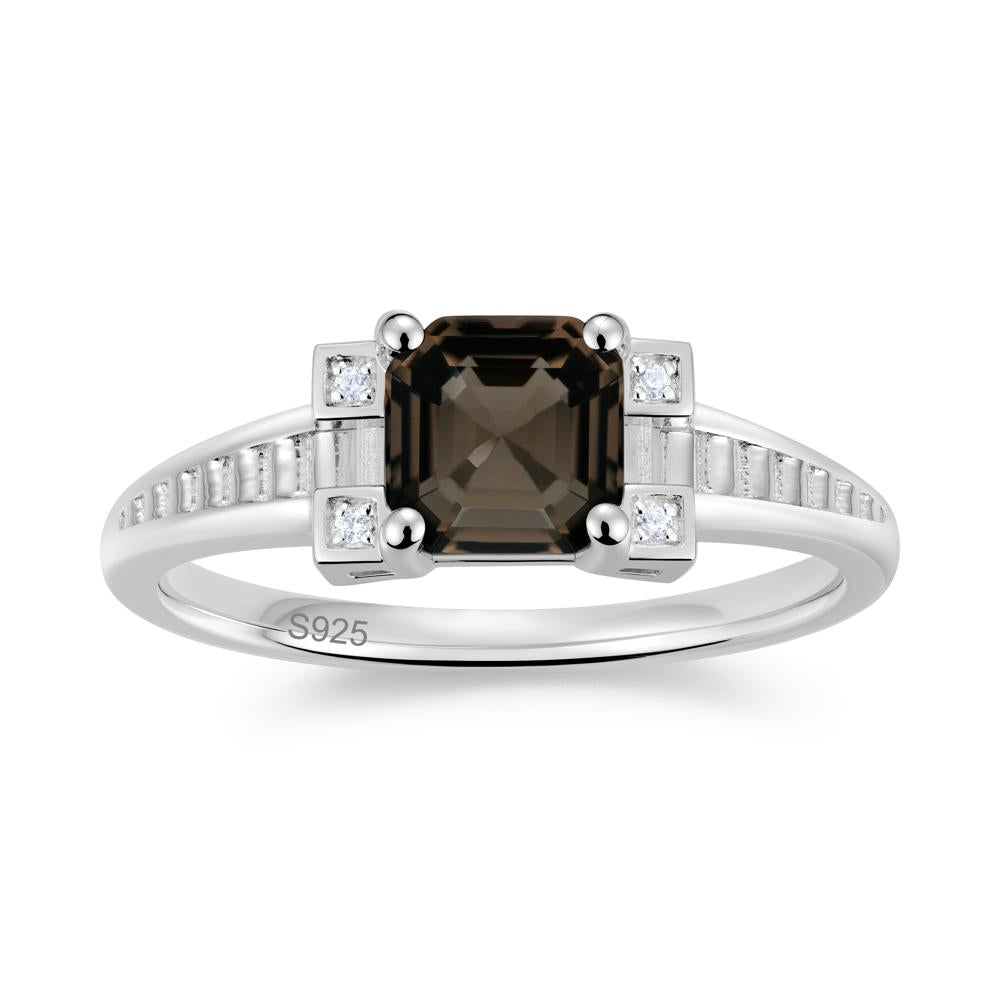 Asscher Cut Amethyst Tapered Ring - LUO Jewelry #gemstone_Smoky Quartz