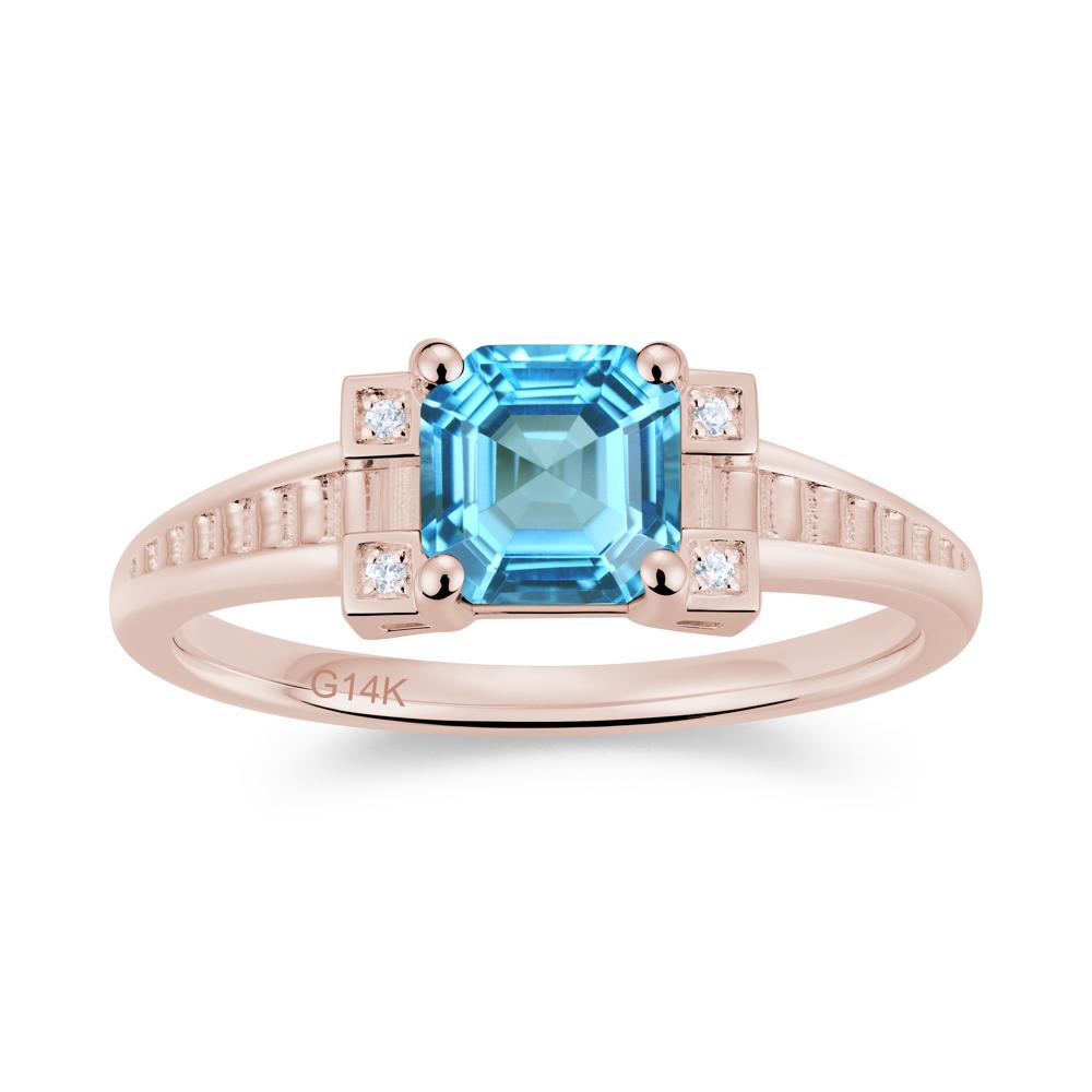 Asscher Cut Amethyst Tapered Ring - LUO Jewelry #gemstone_Swiss Blue Topaz