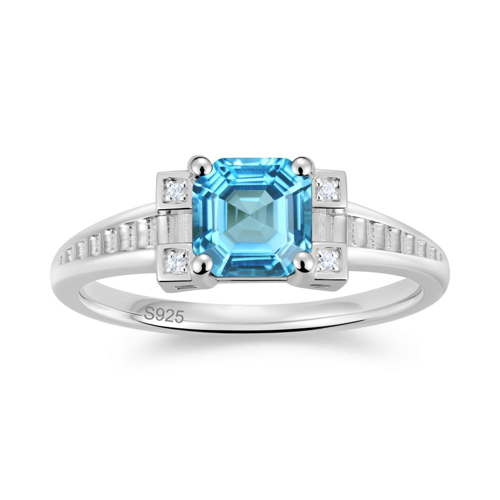 Asscher Cut Amethyst Tapered Ring - LUO Jewelry #gemstone_Swiss Blue Topaz