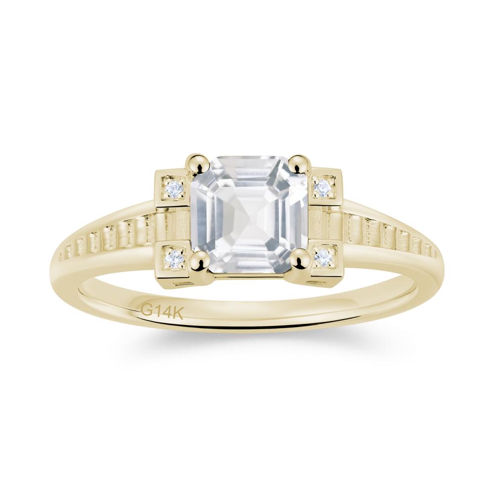 Asscher Cut Amethyst Tapered Ring - LUO Jewelry #gemstone_White Topaz