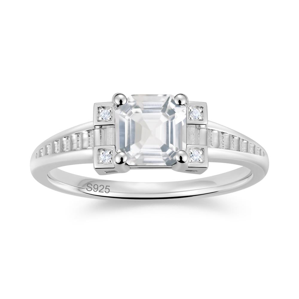 Asscher Cut Amethyst Tapered Ring - LUO Jewelry #gemstone_White Topaz