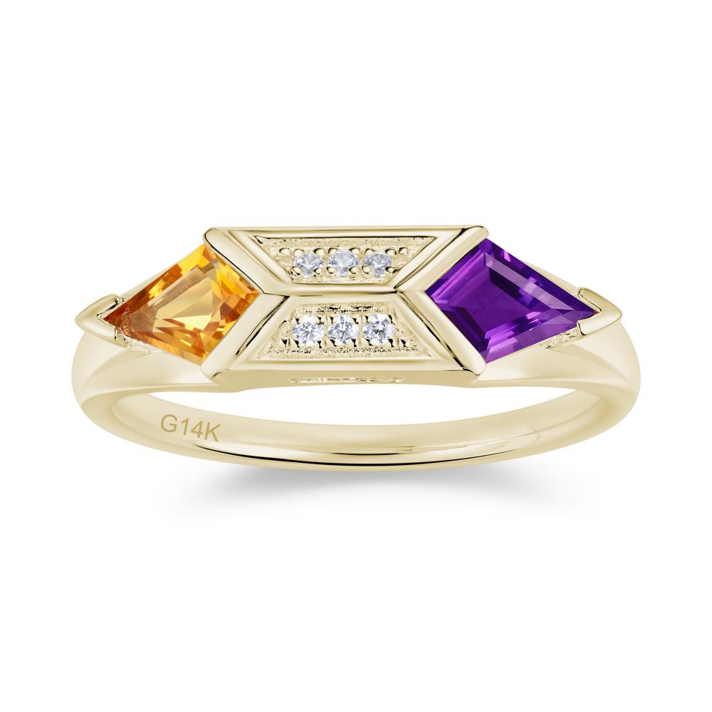 East West Kit Cut Alexandrite Promise Ring for Him and Her - LUO Jewelry #gemstone_Amethyst and Citrine