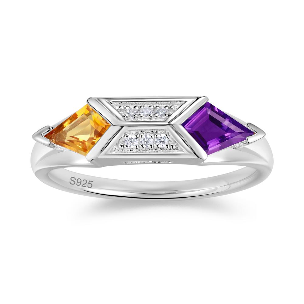 East West Kit Cut Alexandrite Promise Ring for Him and Her - LUO Jewelry #gemstone_Amethyst and Citrine