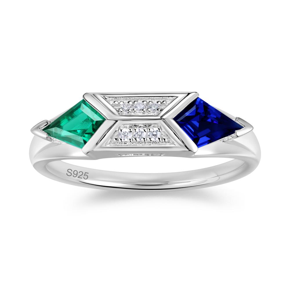 East West Kit Cut Alexandrite Promise Ring for Him and Her - LUO Jewelry #gemstone_Emerald and Sapphire