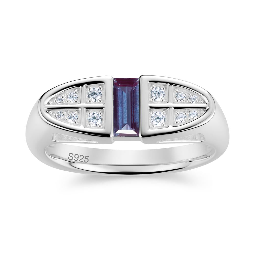 Signet Cross Baguette Aquamarine Ring - LUO Jewelry #gemstone_Alexandrite