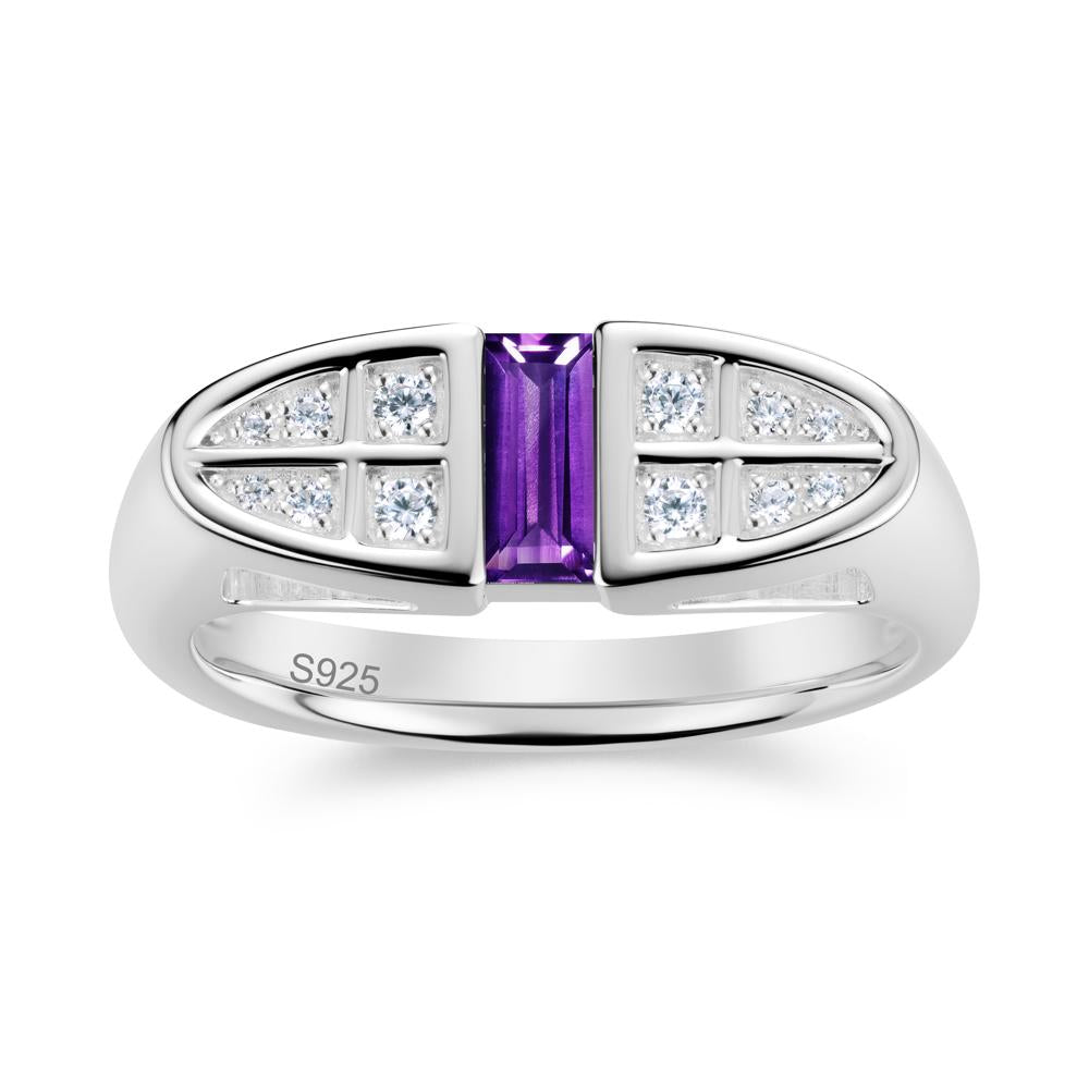Signet Cross Baguette Aquamarine Ring - LUO Jewelry #gemstone_Amethyst