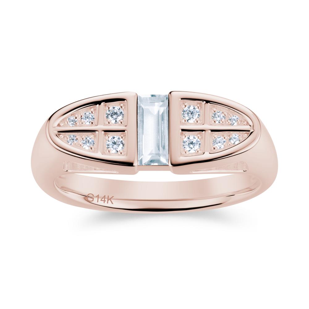 Signet Cross Baguette Aquamarine Ring - LUO Jewelry #gemstone_Aquamarine