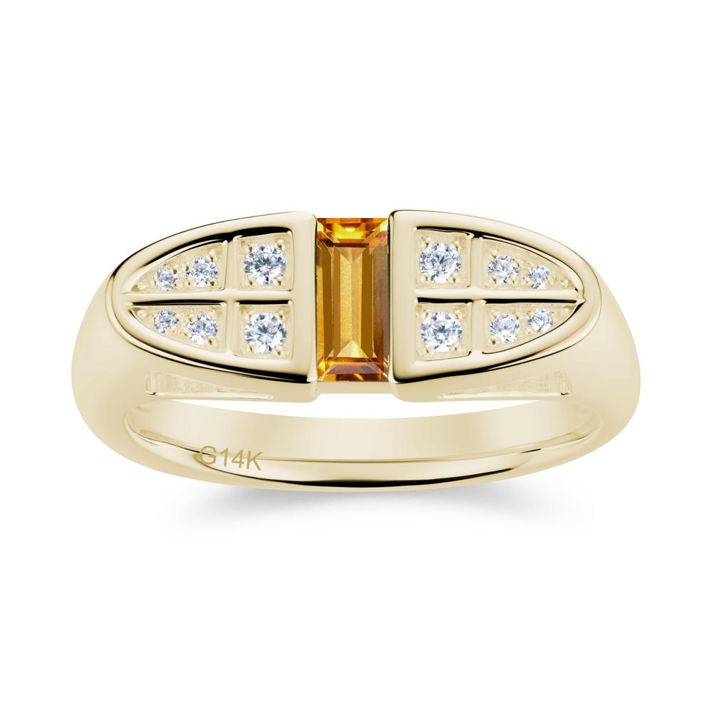 Signet Cross Baguette Aquamarine Ring - LUO Jewelry #gemstone_Citrine