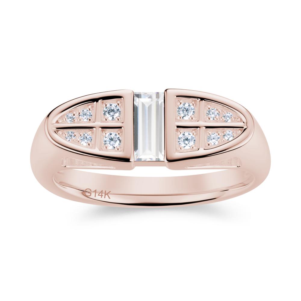 Signet Cross Baguette Aquamarine Ring - LUO Jewelry #gemstone_Cubic Zirconia