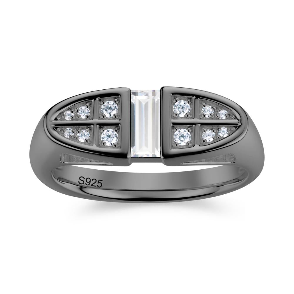 Signet Cross Baguette Aquamarine Ring - LUO Jewelry #gemstone_Cubic Zirconia