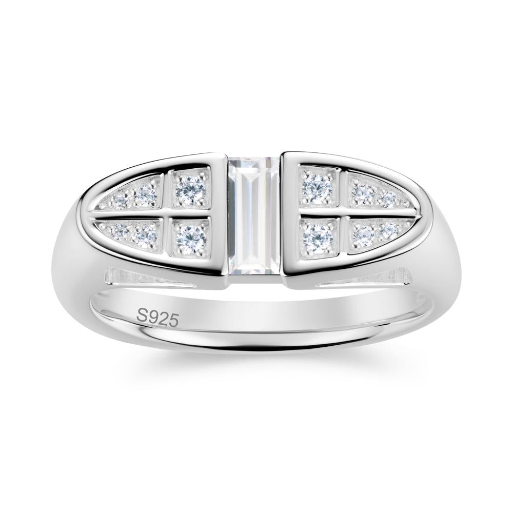 Signet Cross Baguette Aquamarine Ring - LUO Jewelry #gemstone_Cubic Zirconia