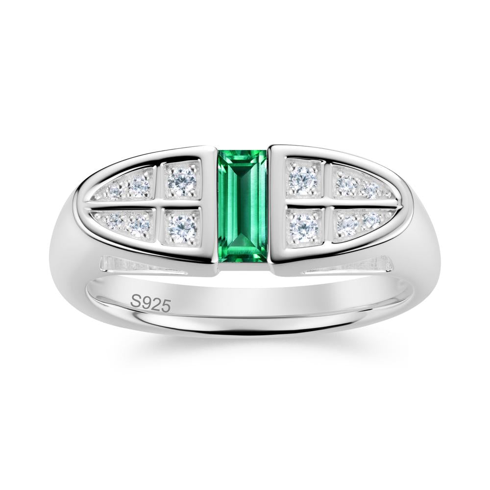 Signet Cross Baguette Aquamarine Ring - LUO Jewelry #gemstone_Emerald