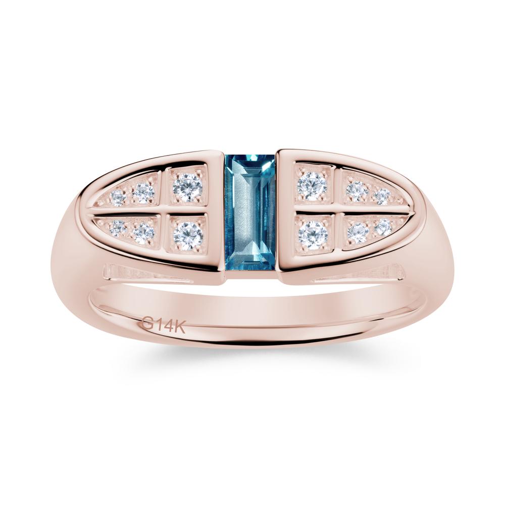 Signet Cross Baguette Aquamarine Ring - LUO Jewelry #gemstone_London Blue Topaz