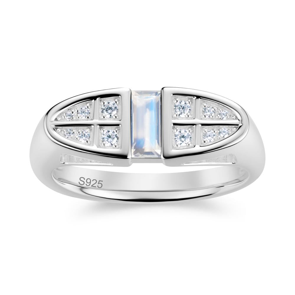 Signet Cross Baguette Aquamarine Ring - LUO Jewelry #gemstone_Moonstone