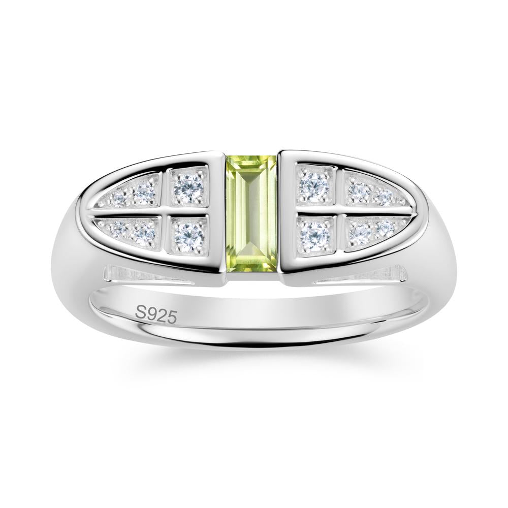 Signet Cross Baguette Aquamarine Ring - LUO Jewelry #gemstone_Peridot