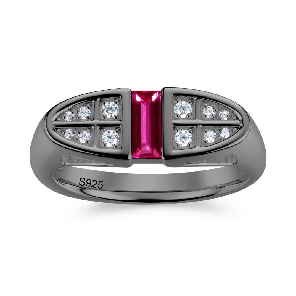 Signet Cross Baguette Aquamarine Ring - LUO Jewelry #gemstone_Ruby