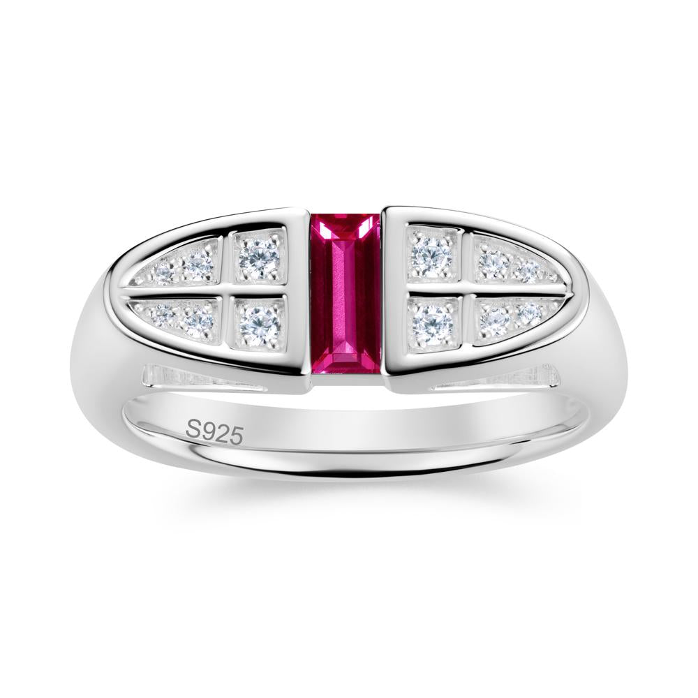 Signet Cross Baguette Aquamarine Ring - LUO Jewelry #gemstone_Ruby