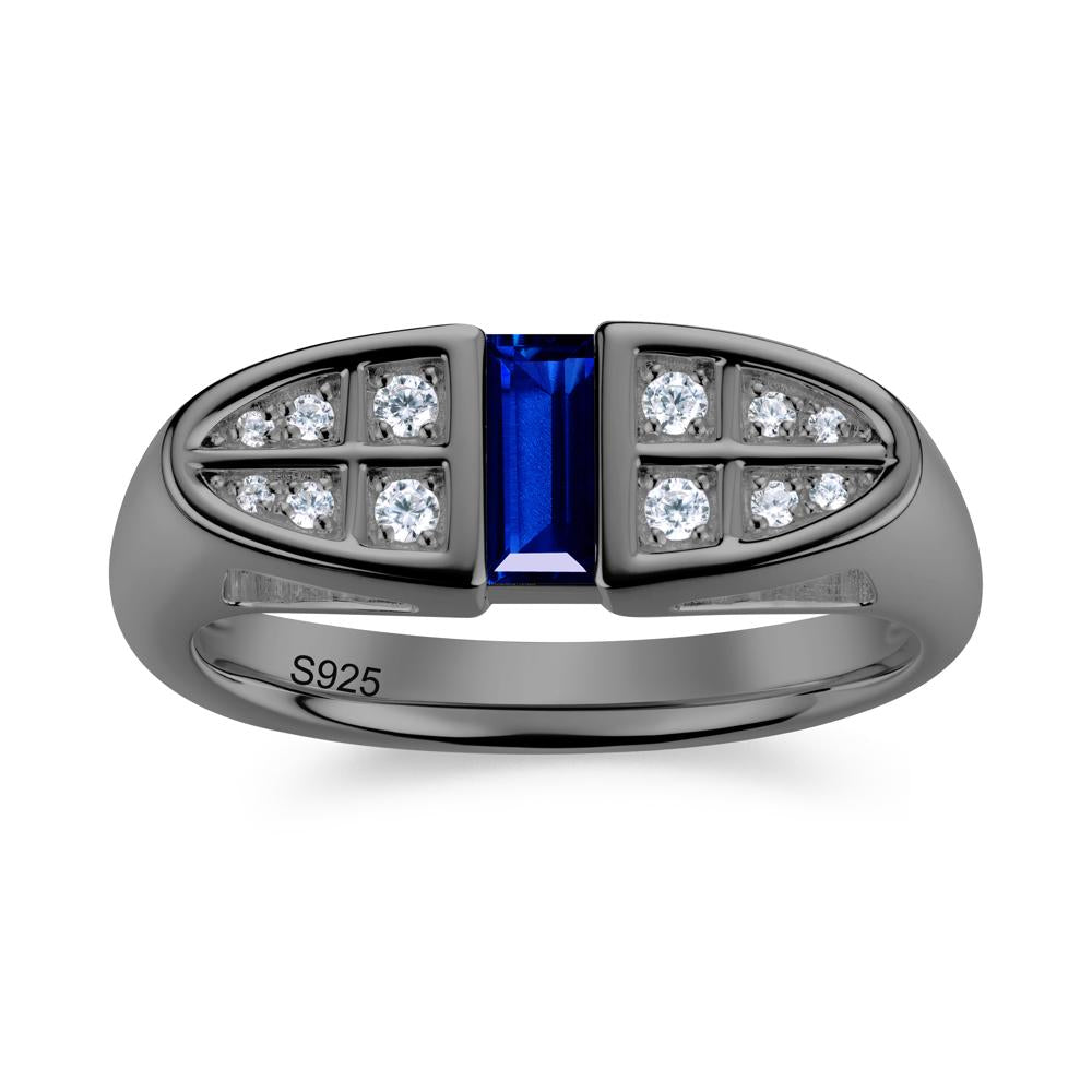 Signet Cross Baguette Aquamarine Ring - LUO Jewelry #gemstone_Sapphire