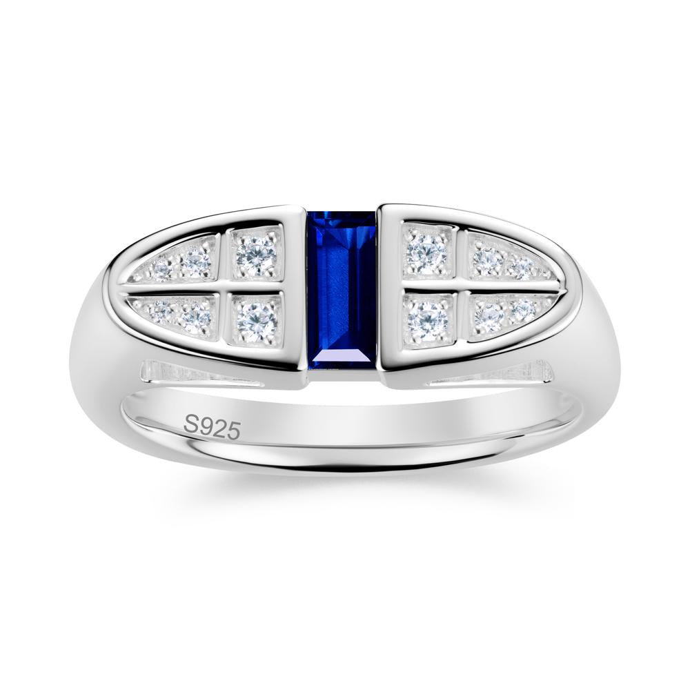 Signet Cross Baguette Aquamarine Ring - LUO Jewelry #gemstone_Sapphire