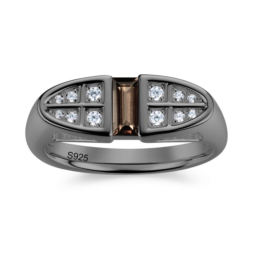 Signet Cross Baguette Aquamarine Ring - LUO Jewelry #gemstone_Smoky Quartz
