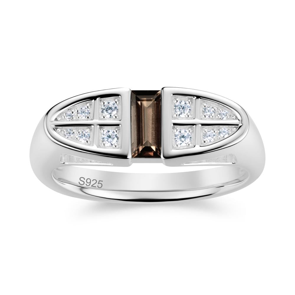 Signet Cross Baguette Aquamarine Ring - LUO Jewelry #gemstone_Smoky Quartz