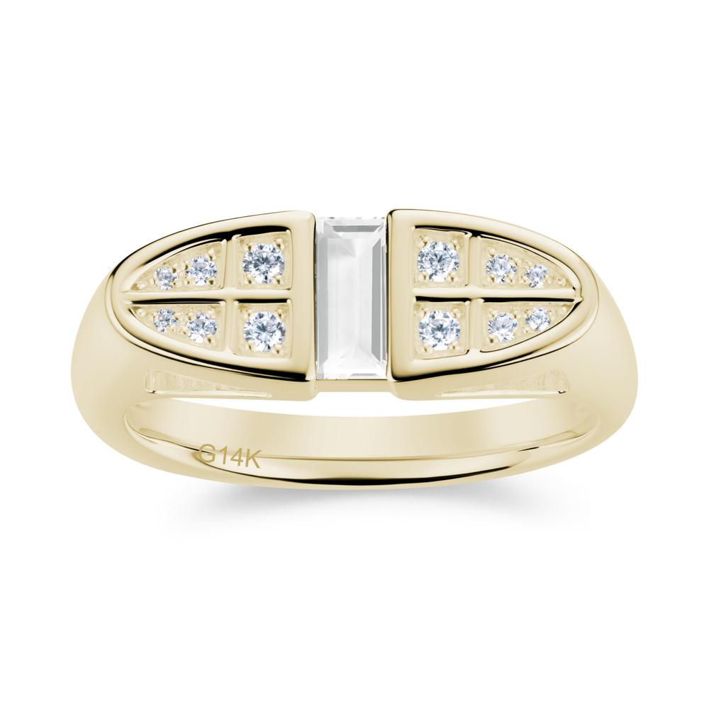Signet Cross Baguette Aquamarine Ring - LUO Jewelry #gemstone_White Topaz