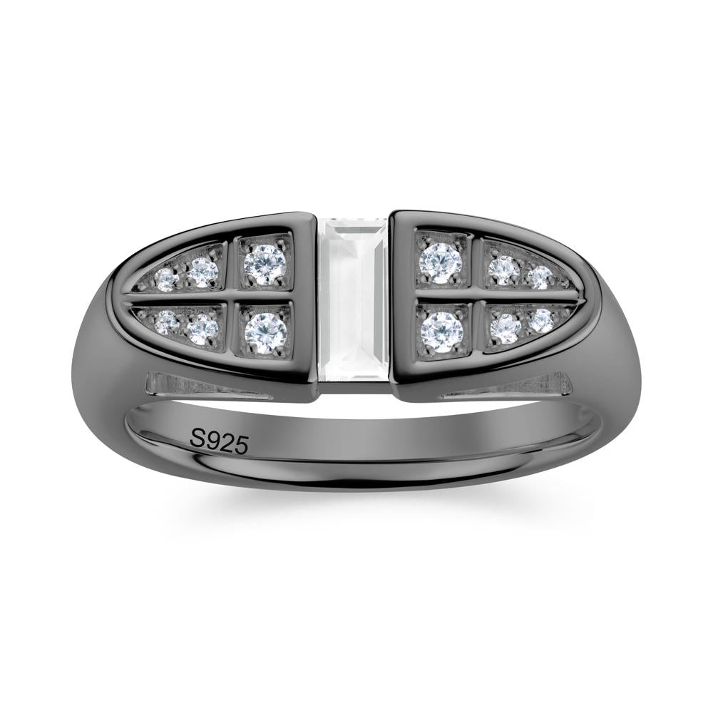 Signet Cross Baguette Aquamarine Ring - LUO Jewelry #gemstone_White Topaz