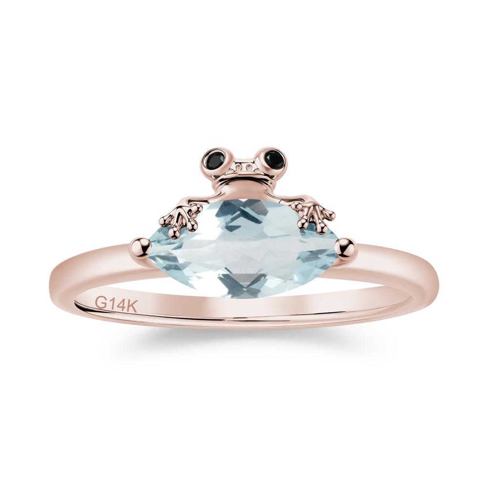 Lucky Frog London Blue Topaz and Black Spinel Ring for Ladies - LUO Jewelry #gemstone_Aquamarine and Black Spinel