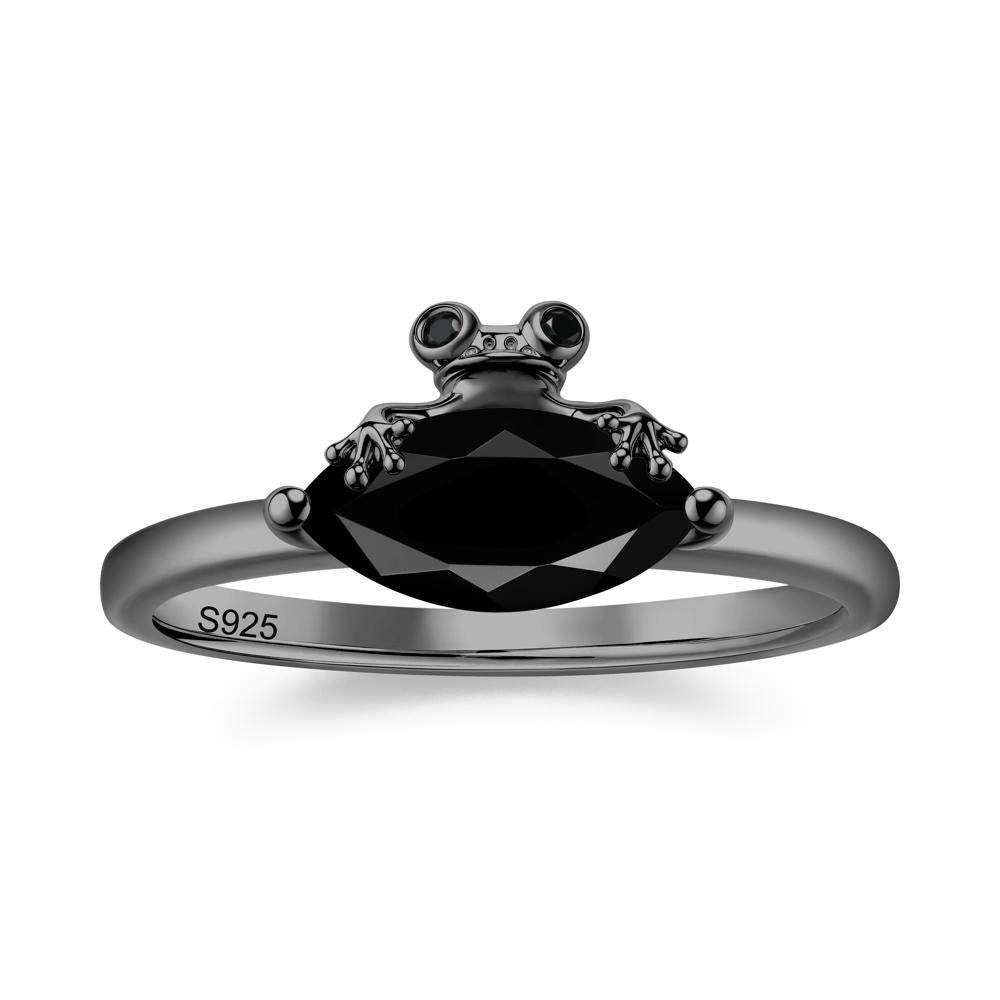 Lucky Frog London Blue Topaz and Black Spinel Ring for Ladies - LUO Jewelry #gemstone_Black Spinel