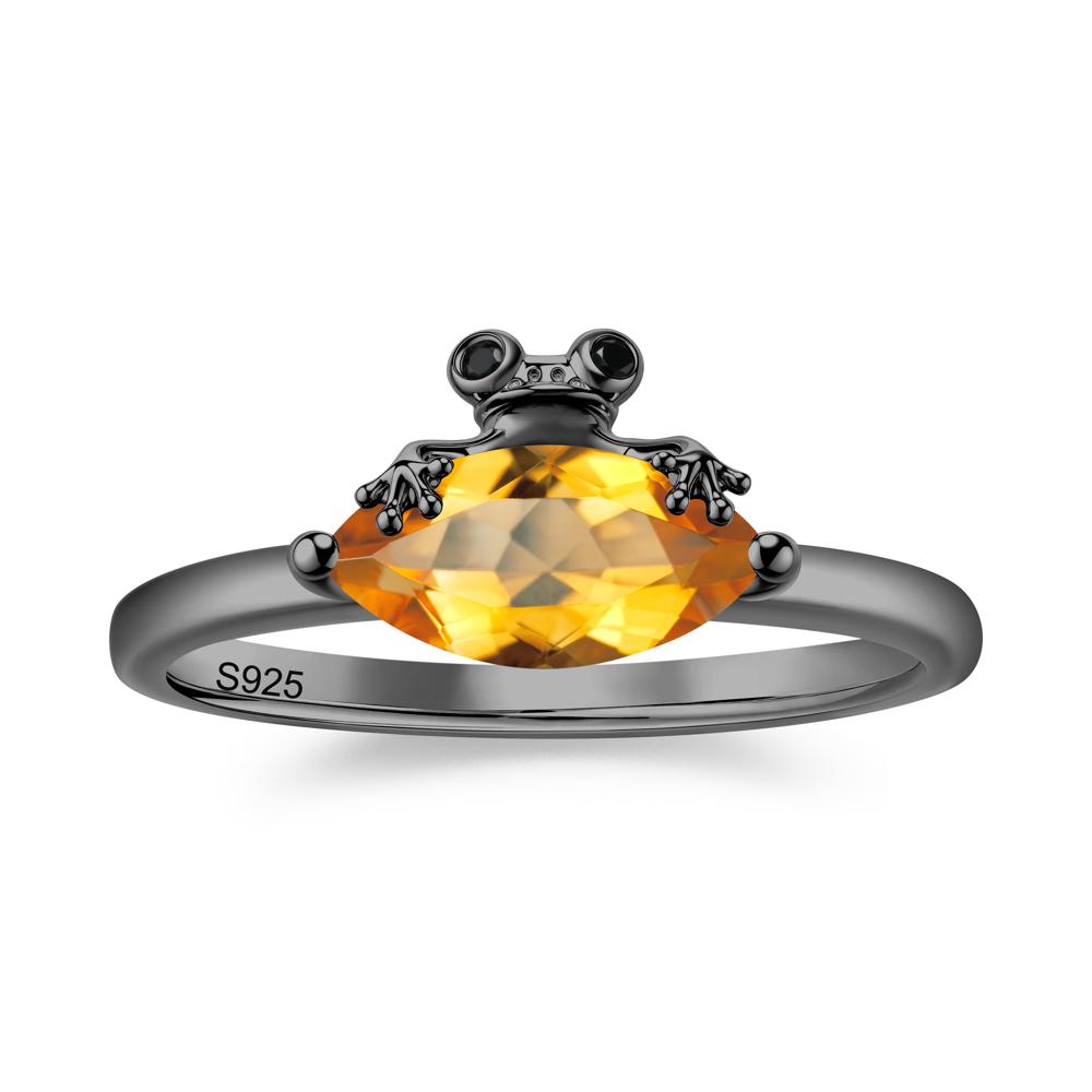 Lucky Frog London Blue Topaz and Black Spinel Ring for Ladies - LUO Jewelry #gemstone_Citrine and Black Spinel