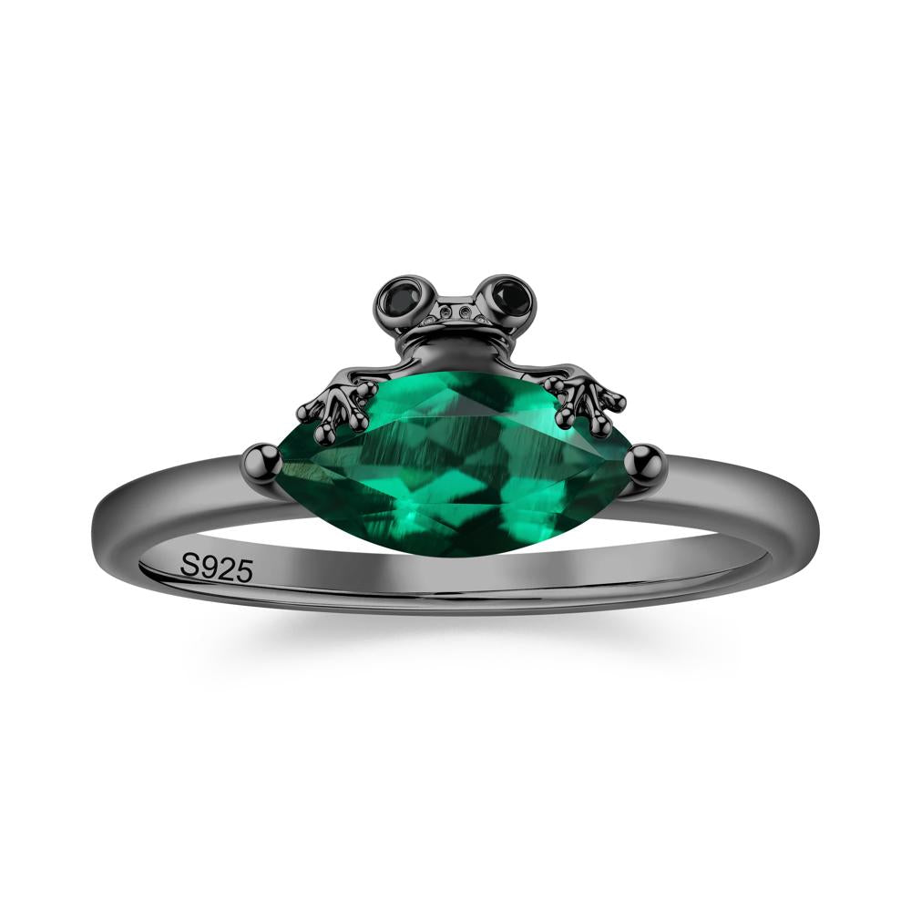Lucky Frog London Blue Topaz and Black Spinel Ring for Ladies - LUO Jewelry #gemstone_Emerald and Black Spinel