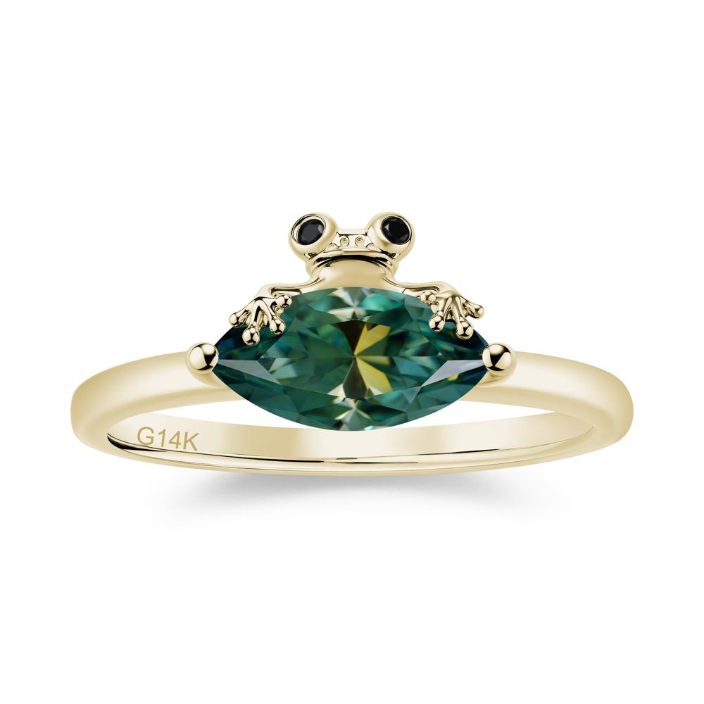 Lucky Frog London Blue Topaz and Black Spinel Ring for Ladies - LUO Jewelry #gemstone_Green Moissanite and Black Spinel