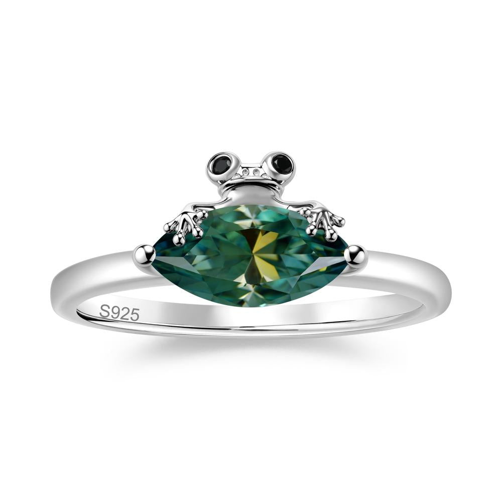 Lucky Frog London Blue Topaz and Black Spinel Ring for Ladies - LUO Jewelry #gemstone_Green Moissanite and Black Spinel