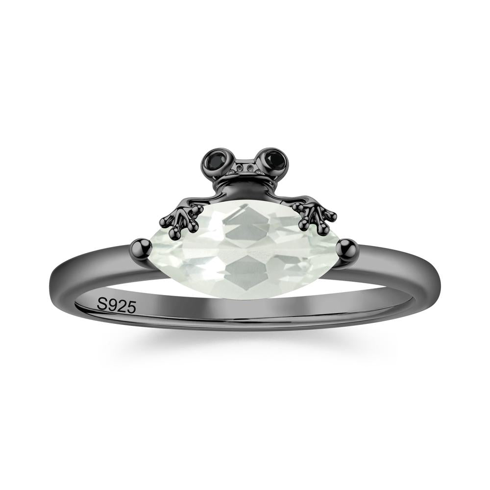 Lucky Frog London Blue Topaz and Black Spinel Ring for Ladies - LUO Jewelry #gemstone_Green Amethyst and Black Spinel