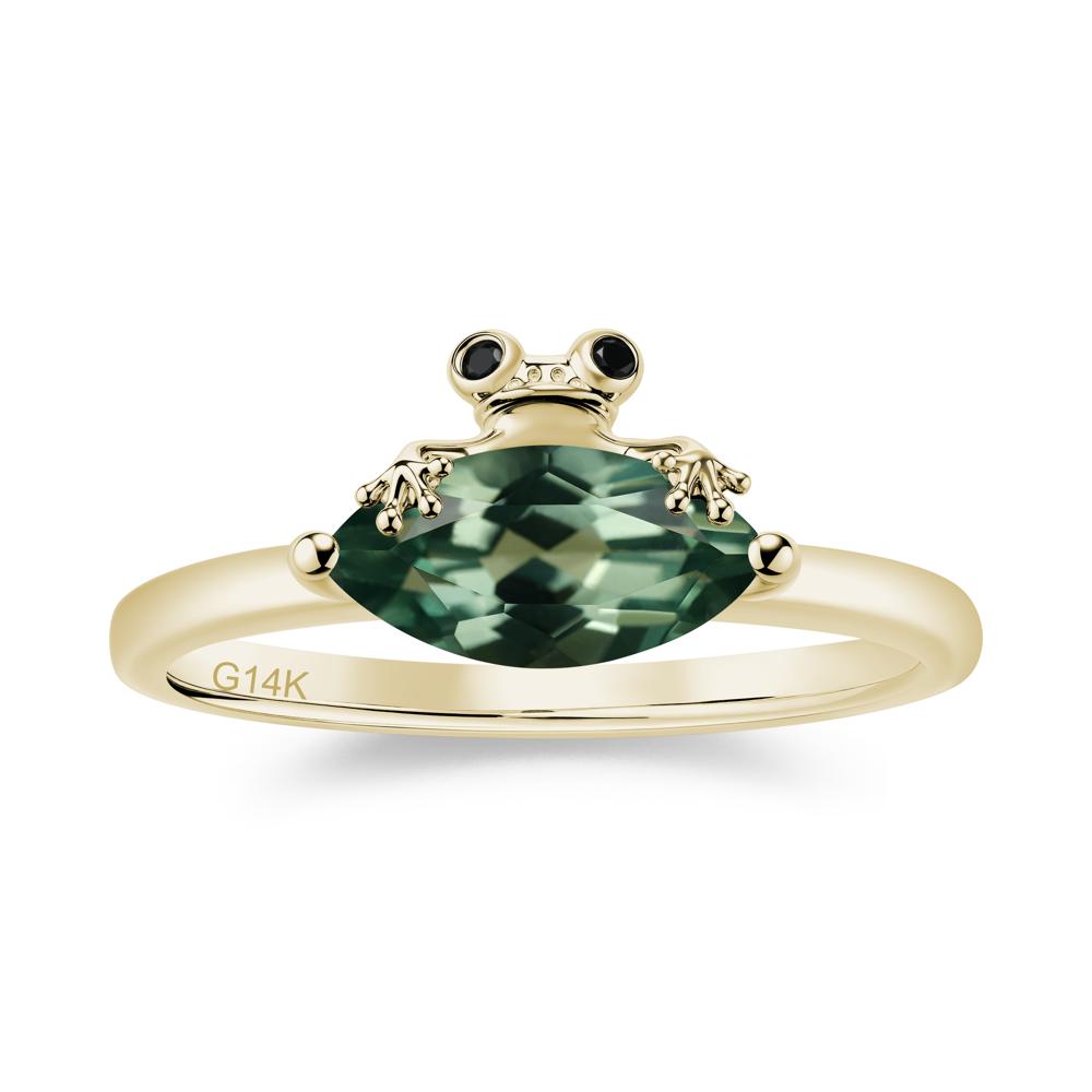 Lucky Frog London Blue Topaz and Black Spinel Ring for Ladies - LUO Jewelry #gemstone_Green Sapphire and Black Spinel