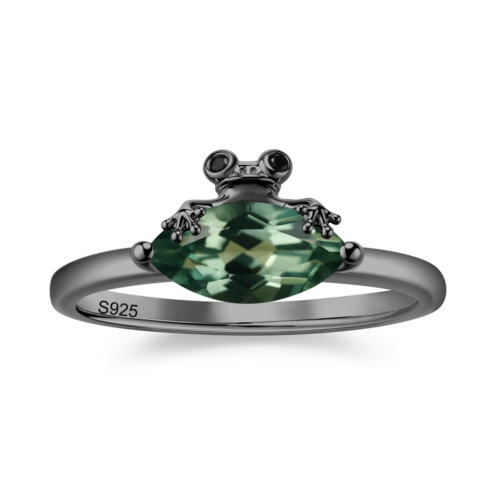 Lucky Frog London Blue Topaz and Black Spinel Ring for Ladies - LUO Jewelry #gemstone_Green Sapphire and Black Spinel