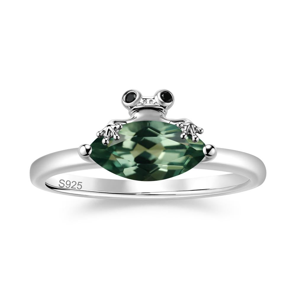 Lucky Frog London Blue Topaz and Black Spinel Ring for Ladies - LUO Jewelry #gemstone_Green Sapphire and Black Spinel