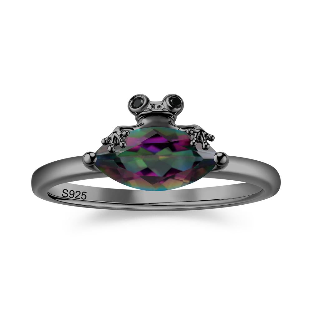 Lucky Frog London Blue Topaz and Black Spinel Ring for Ladies - LUO Jewelry #gemstone_Mystic Topaz and Black Spinel