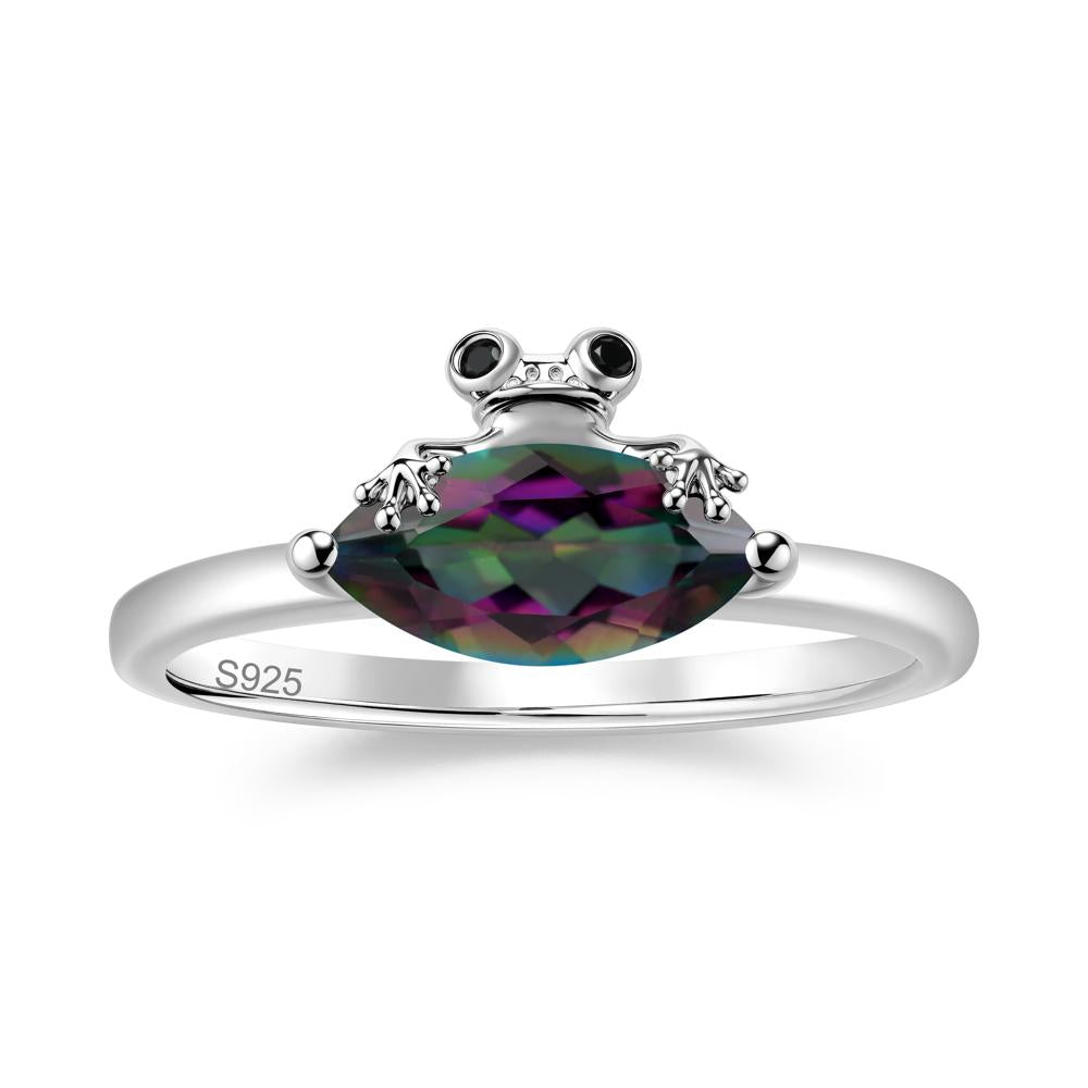 Lucky Frog London Blue Topaz and Black Spinel Ring for Ladies - LUO Jewelry #gemstone_Mystic Topaz and Black Spinel