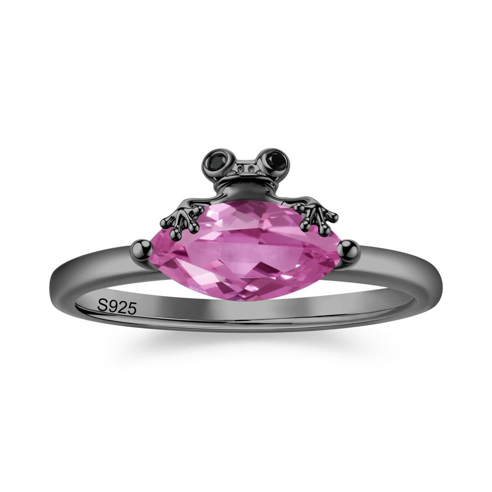 Lucky Frog London Blue Topaz and Black Spinel Ring for Ladies - LUO Jewelry #gemstone_Pink Sapphire and Black Spinel