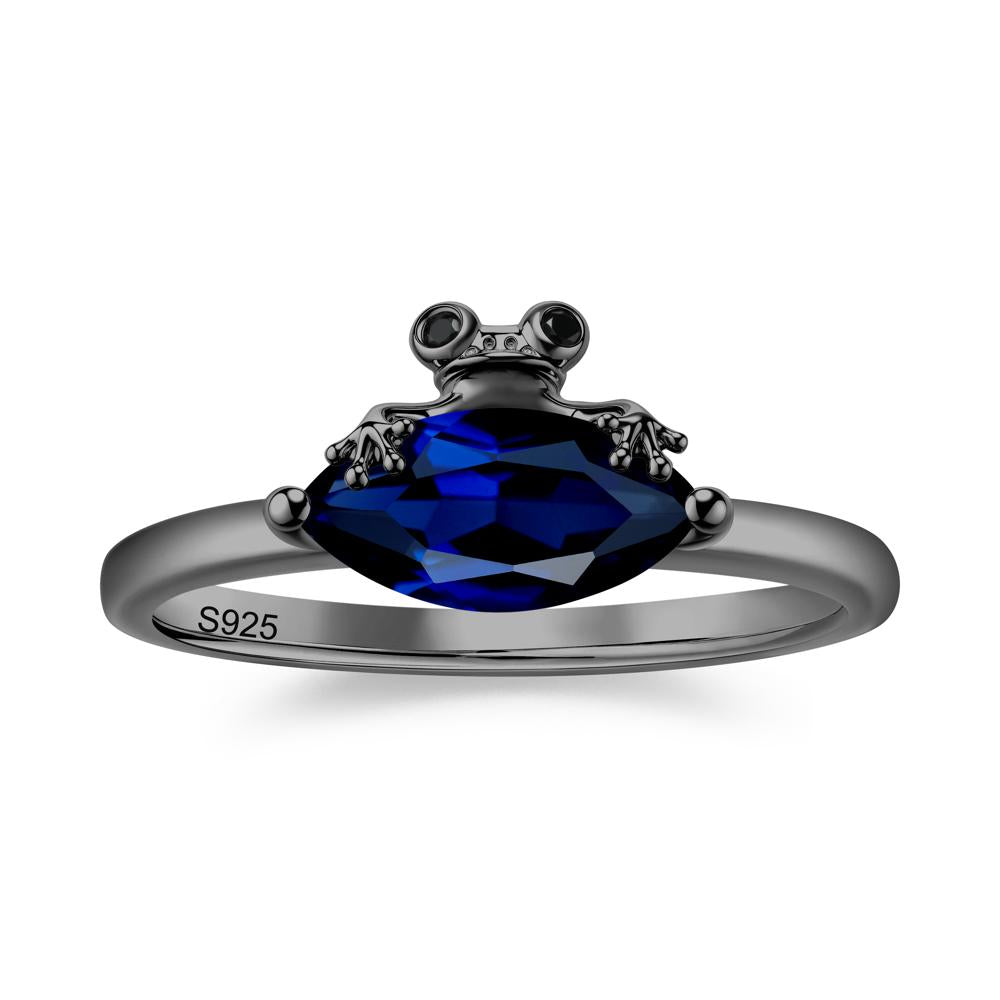 Lucky Frog London Blue Topaz and Black Spinel Ring for Ladies - LUO Jewelry #gemstone_Sapphire and Black Spinel