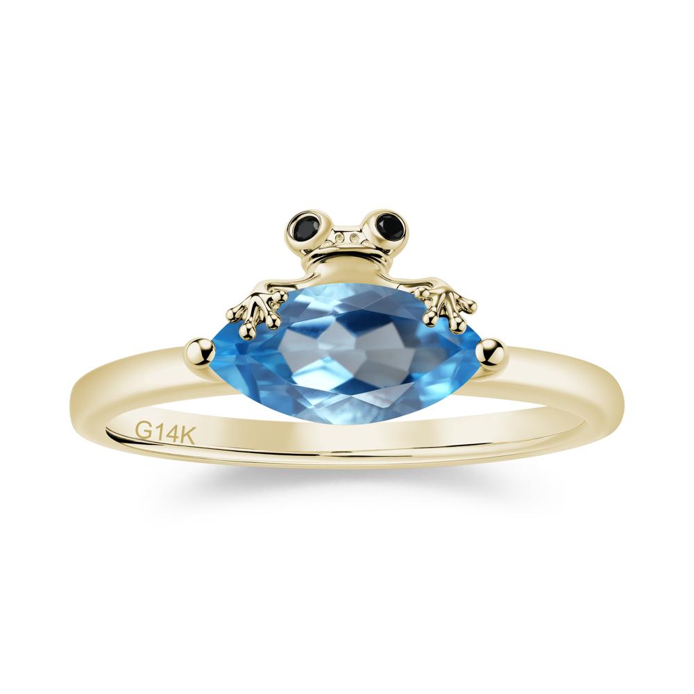 Lucky Frog London Blue Topaz and Black Spinel Ring for Ladies - LUO Jewelry #gemstone_Swiss Blue Topaz and Black Spinel