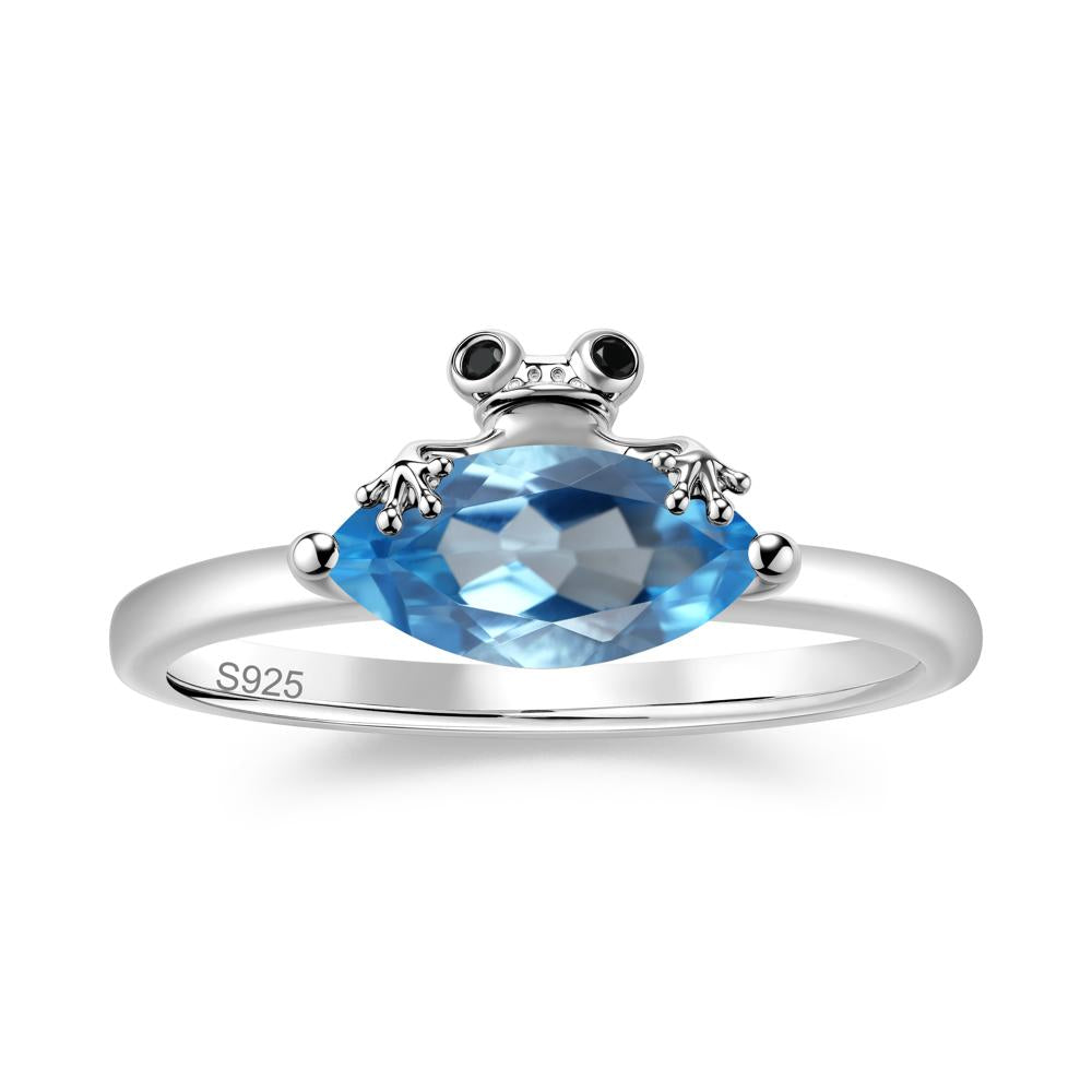 Lucky Frog London Blue Topaz and Black Spinel Ring for Ladies - LUO Jewelry #gemstone_Swiss Blue Topaz and Black Spinel