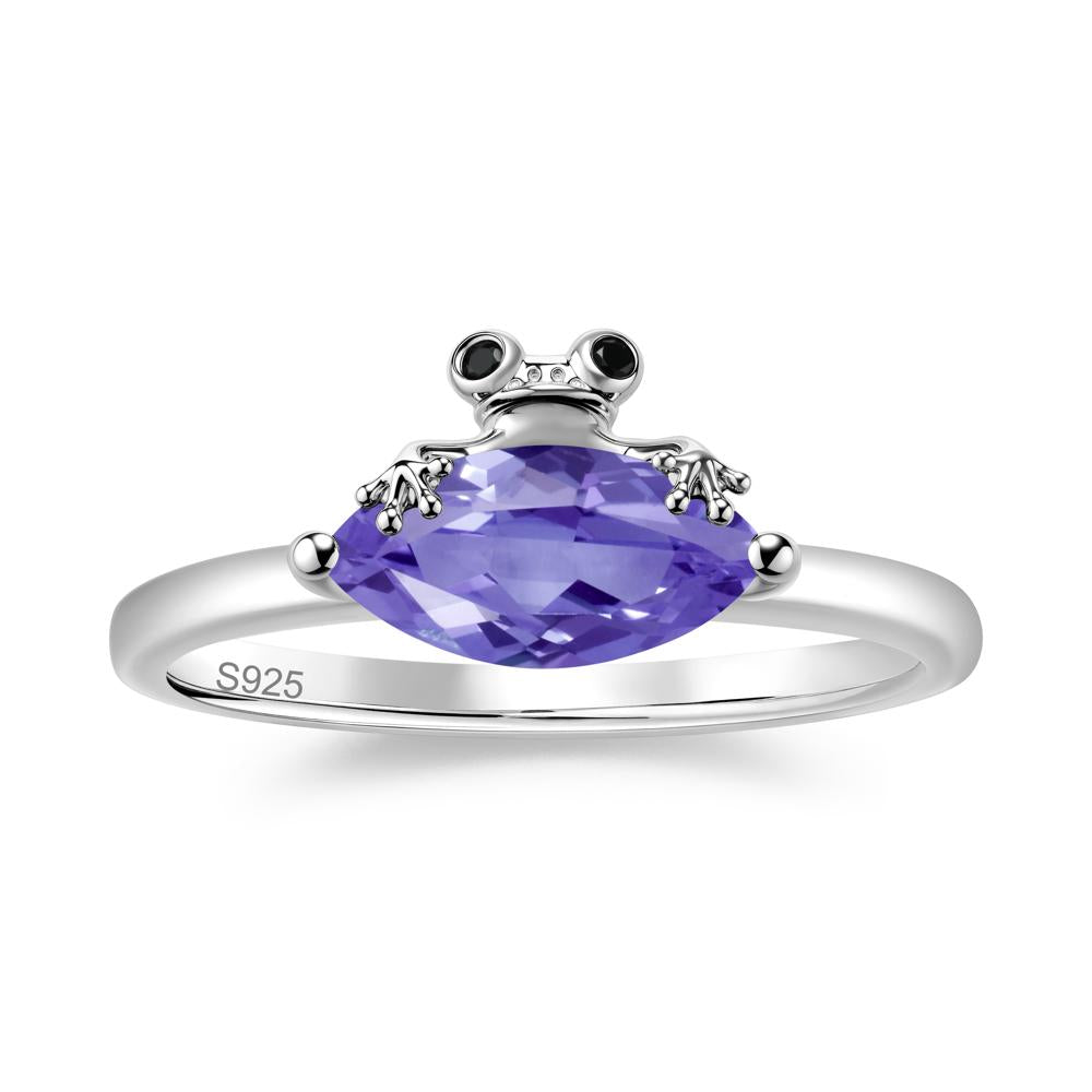 Lucky Frog London Blue Topaz and Black Spinel Ring for Ladies - LUO Jewelry #gemstone_Tanzanite and Black Spinel